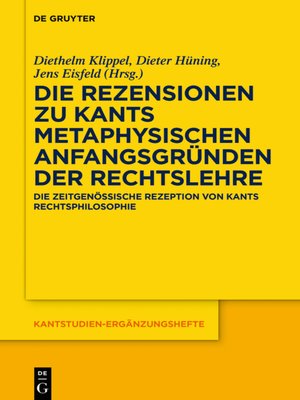 cover image of Die Rezensionen zu Kants Metaphysischen Anfangsgründen der Rechtslehre